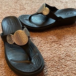 Crocs Sanrah Embellished Wedge Flip Flop